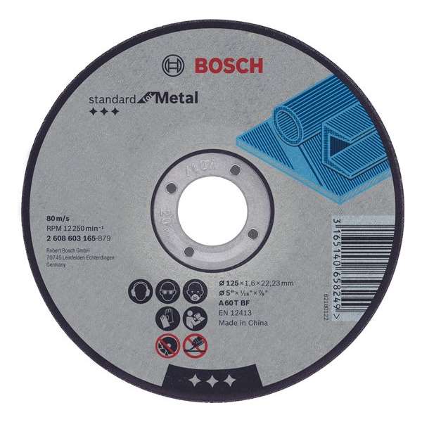 Bosch Doorslijpschijf gebogen Standard for Metal A 30 S BF, 115 mm, 22,23 mm, 2,5 mm 1st Bosch Doorslijpschijf gebogen Standard for Metal A 30 S BF, 115 mm, 22,23 mm, 2,5 mm 1st