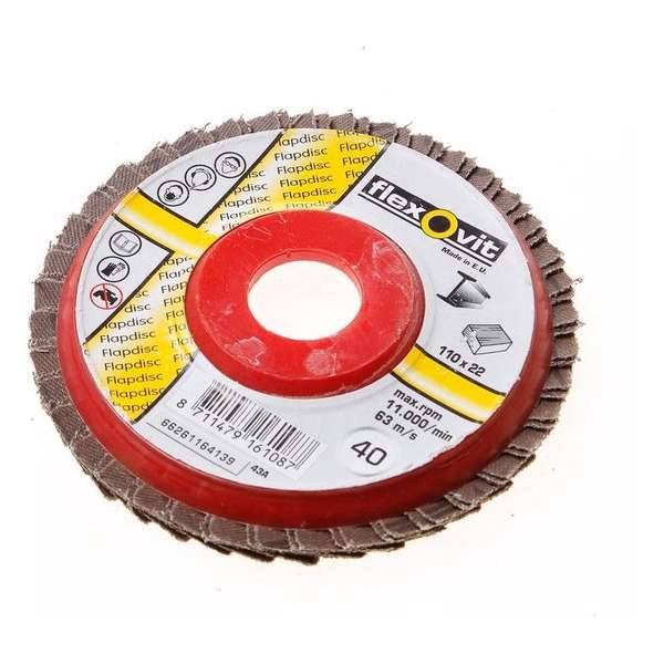 Flexovit Vlaklamellenschijf FI FLD FDSP diameter 110 x asgat 22mm P40 Flexovit Vlaklamellenschijf FI FLD FDSP diameter 110 x asgat 22mm P40