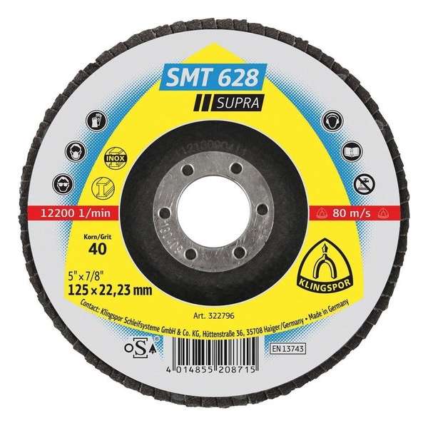Vlaklamellenschijf SMT628125mm K60 recht Klingspor Vlaklamellenschijf SMT628125mm K60 recht Klingspor