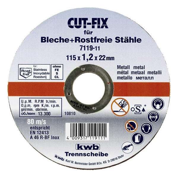 KWB Doorslijpschijf - 115 x 1.2 mm KWB Doorslijpschijf - 115 x 1.2 mm