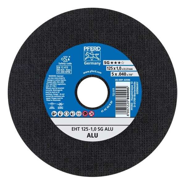 Pferd EHT 125-1,0 SG ALU Doorslijpschijf - Universeel - 125x22,23mm - K60 Pferd EHT 125-1,0 SG ALU Doorslijpschijf - Universeel - 125x22,23mm - K60