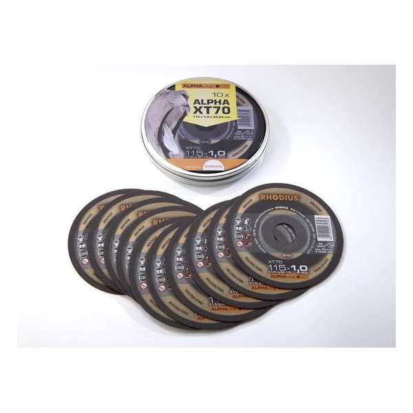 10 stuks Rhodius XT70 doorslijpschijven voor Staal / RVS 115x1,0mm 10 stuks Rhodius XT70 doorslijpschijven voor Staal / RVS 115x1,0mm
