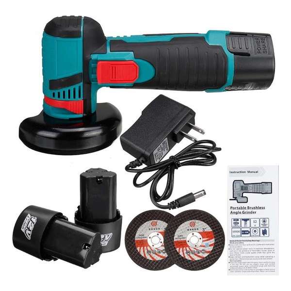 Dakta® Elektrische Haakse Slijper | Draadloos met Accu | 500W | 12V | Oplaadbaar Slijpen Machine | 19500 rmp Dakta® Elektrische Haakse Slijper | Draadloos met Accu | 500W | 12V | Oplaadbaar Slijpen Machine | 19500 rmp