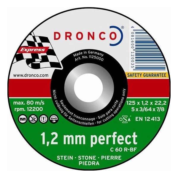 Dronco Blik doorslijpschijf 125x1,2x22mm (10 schijfjes) C60R perfect Dronco Blik doorslijpschijf 125x1,2x22mm (10 schijfjes) C60R perfect