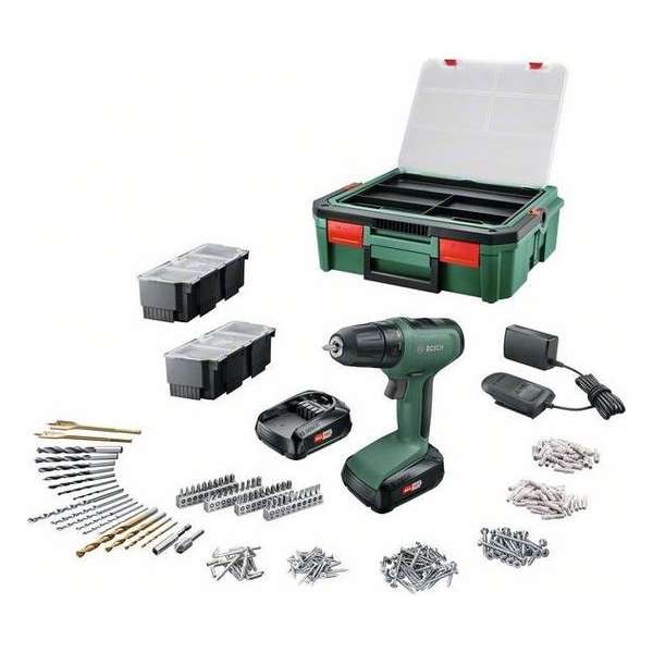 Bosch UniversalDrill 18 SystemBox accuboormachine - Met 2 x 18V 1,5Ah accu en lader Bosch UniversalDrill 18 SystemBox accuboormachine - Met 2 x 18V 1,5Ah accu en lader