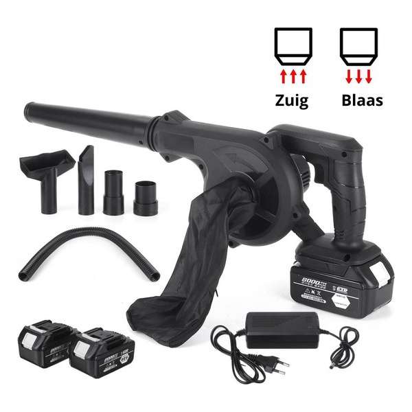 BLAST® Bladblazer- 2-in-1 Blazen/ Zuigen – 18V – Met opvangzak, accu en lader BLAST® Bladblazer- 2-in-1 Blazen/ Zuigen – 18V – Met opvangzak, accu en lader