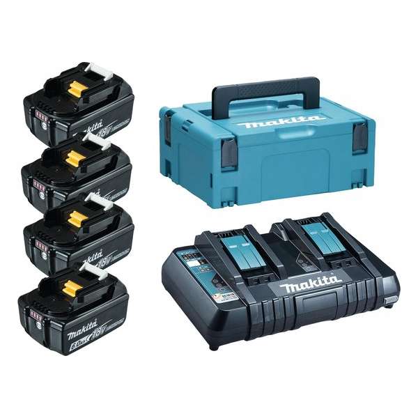Makita 198091-4 18V Li-Ion accu starterset (4x 6,0Ah) + duolader in Mbox Makita 198091-4 18V Li-Ion accu starterset (4x 6,0Ah) + duolader in Mbox