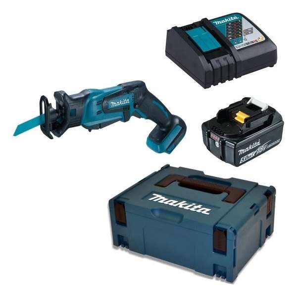 Makita DJR183RT1J 18V Li-Ion accu reciprozaag set (1x 5.0Ah accu) in Mbox - snelwissel Makita DJR183RT1J 18V Li-Ion accu reciprozaag set (1x 5.0Ah accu) in Mbox - snelwissel