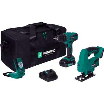 VONROC Gereedschap set VPower 20V – 2.0Ah – Geleverd in handige gereedschapstas