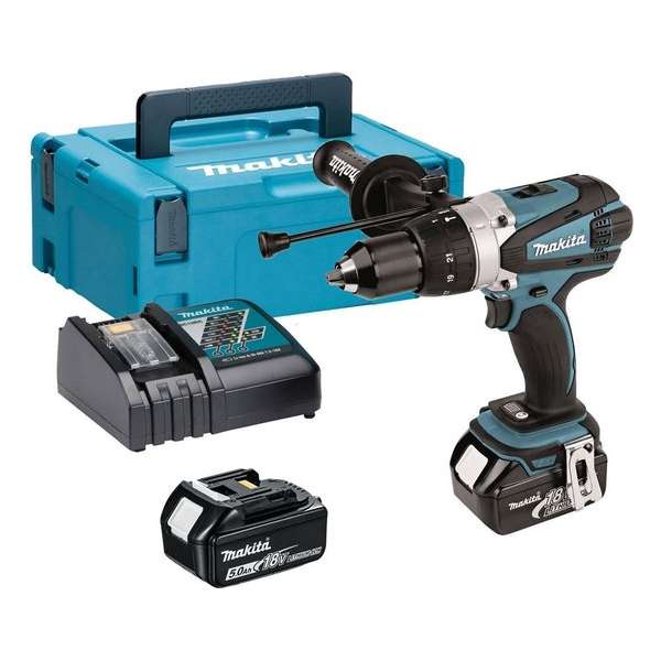 Makita DHP458RTJ 18V Li-Ion accu klopboor-/schroefmachine set (2x 5.0Ah accu) in Mbox Makita DHP458RTJ 18V Li-Ion accu klopboor-/schroefmachine set (2x 5.0Ah accu) in Mbox