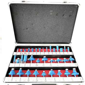 Bovenfrezenset 35-delig - Frezenset 35-delig - Frezenset voor bovenfrees - Schachtdiameter 6,35 mm in een koffer