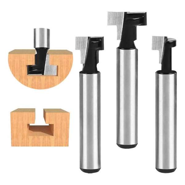 3-Delige Freesset T-Sleuffrees Frees Frees Schacht Router 8mm Bovenfrees Houtbewerkingsgereedschap 3-Delige Freesset T-Sleuffrees Frees Frees Schacht Router 8mm Bovenfrees Houtbewerkingsgereedschap