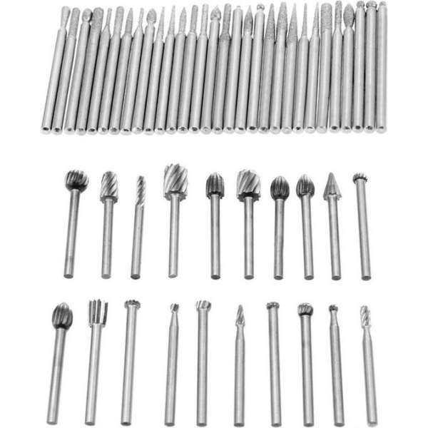 Set van 50 freesjes en raspen, 3.175 mm Set van 50 freesjes en raspen, 3.175 mm
