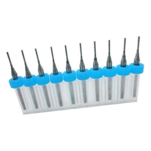 Set van 10 micro freesjes in een doosje (1.70 mm) Set van 10 micro freesjes in een doosje (1.70 mm)