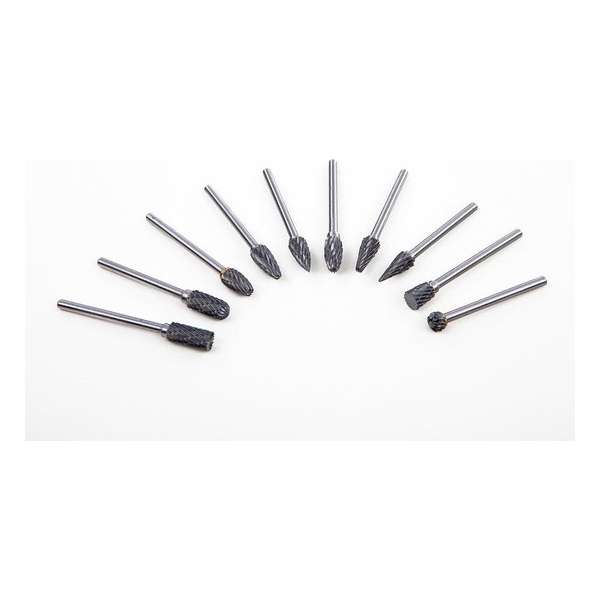 10 Delige Frezenset Hardmetaal (3 mm Opname) 10 Delige Frezenset Hardmetaal (3 mm Opname)