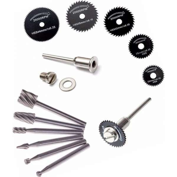 Set mini zaagbladen en frezen Set mini zaagbladen en frezen