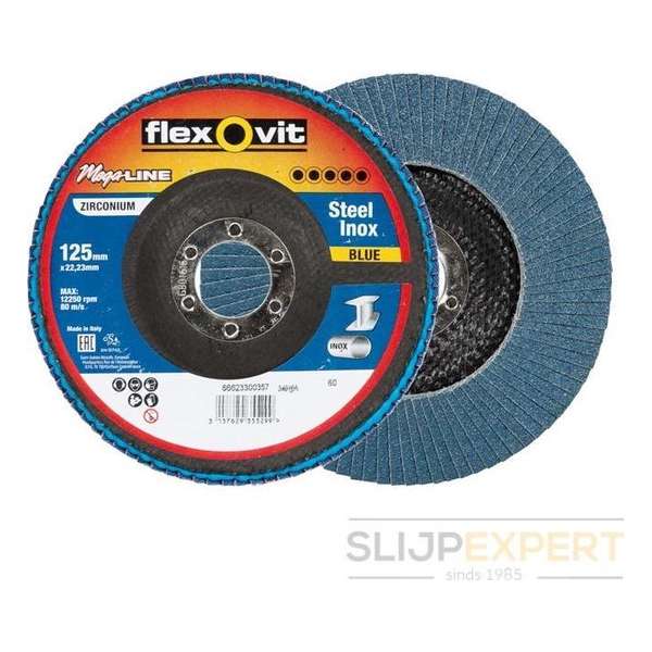 Flexovit vlaklamelschijf con. fib. Mega-Line blue 125x22