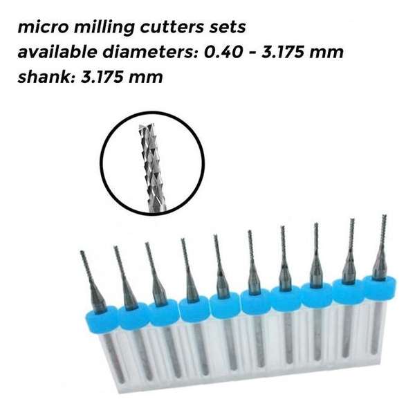Combi set van 10 micro freesjes (1.00-3.00 mm) Combi set van 10 micro freesjes (1.00-3.00 mm)