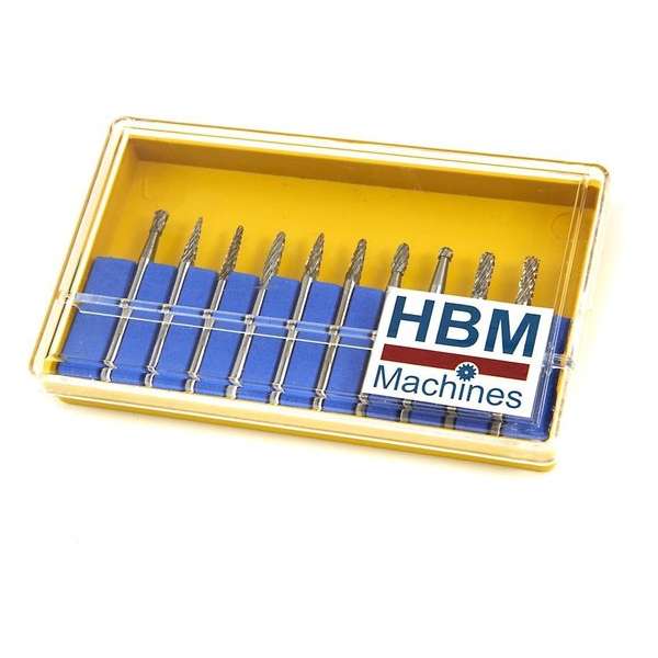 HBM 10 Delige HM Frezenset met 3 mm. Opname HBM 10 Delige HM Frezenset met 3 mm. Opname