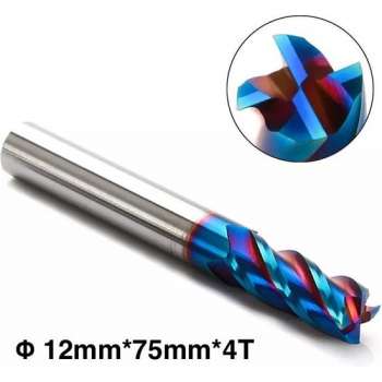 Vingerfrees – Frees – VHM Schachtfrees – 4-snijkanten – Blauwe NaCo coating – ø 12mm