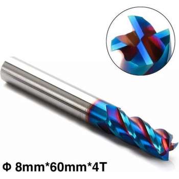 Vingerfrees – Frees – VHM Schachtfrees – 4-snijkanten – Blauwe NaCo coating – ø 8mm