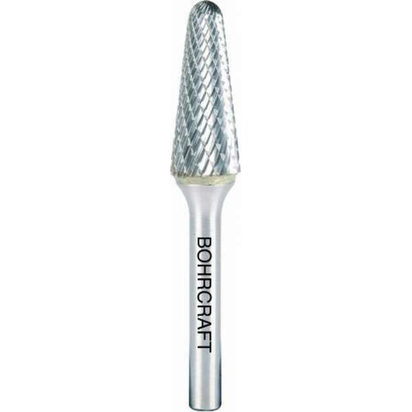Bohrcraft VHM stiftfrees 12x28mm model L kegelvorm, met ronde kop Bohrcraft VHM stiftfrees 12x28mm model L kegelvorm, met ronde kop