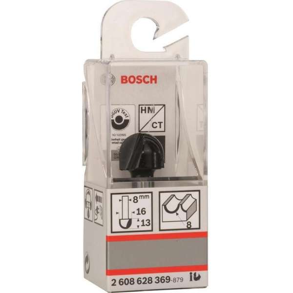 Bosch - Halfrondprofielfrezen 8 mm, R1 8 mm, D 16 mm, L 12,7 mm, G 45 mm Bosch - Halfrondprofielfrezen 8 mm, R1 8 mm, D 16 mm, L 12,7 mm, G 45 mm