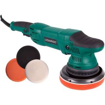 VONROC Excentrische poetsmachine – 1050W – Ø150MM – Soft start – Incl. 4 schijven, steunschijf & tas