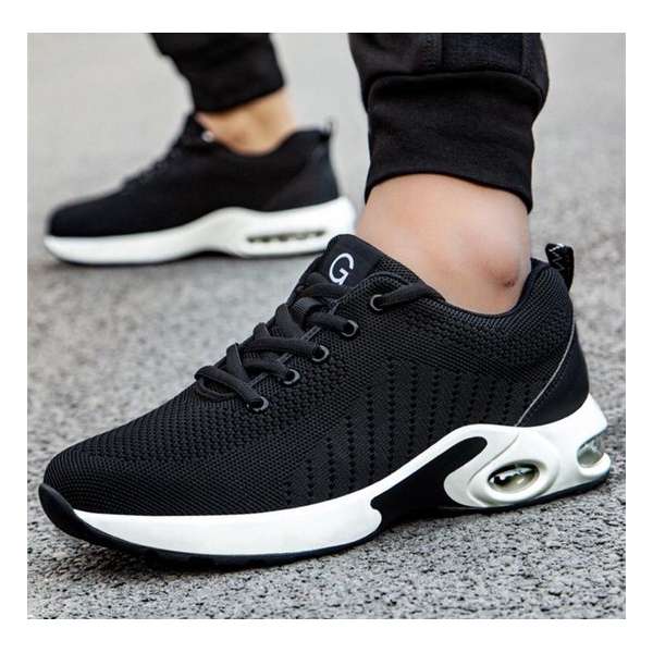 Werkschoenen-Sportief-Sneakers Stalen Neus Kleur Zwart / Wit Maat 38 Werkschoenen-Sportief-Sneakers Stalen Neus Kleur Zwart / Wit Maat 38