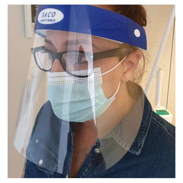 Saco safety face shield 150 stuks ook voor brildragers Saco safety face shield 150 stuks ook voor brildragers