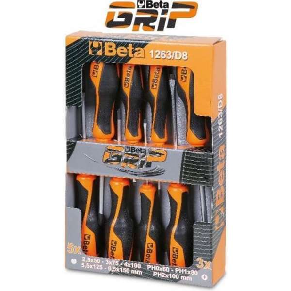 Beta Tools Schroevendraaierset 1263/D8 8-delig staal Beta Tools Schroevendraaierset 1263/D8 8-delig staal