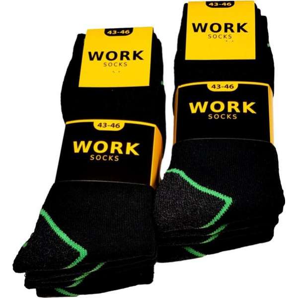 Work werksokken 10 paar fluor groen maat 47/50 Work werksokken 10 paar fluor groen maat 47/50