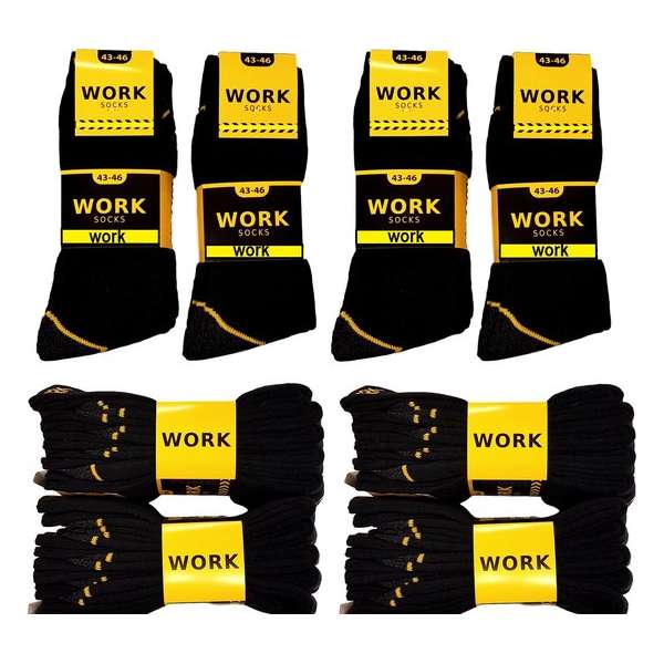 Work Werksokken - 20 paar - Zwart - Maat 43/46 Work Werksokken - 20 paar - Zwart - Maat 43/46