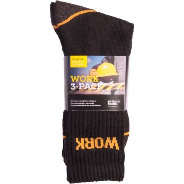 Primair Socks werksokken 3 pack zwart - zwart - 43-46 Primair Socks werksokken 3 pack zwart - zwart - 43-46
