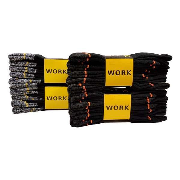 Work werksokken 20 paar zwart grijs en zwart oranje maat 43/46 Work werksokken 20 paar zwart grijs en zwart oranje maat 43/46