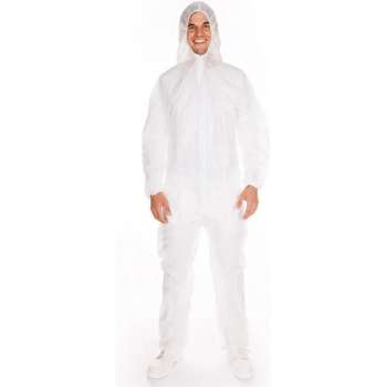 Overall wegwerp wit L - Coverall 40g/m2