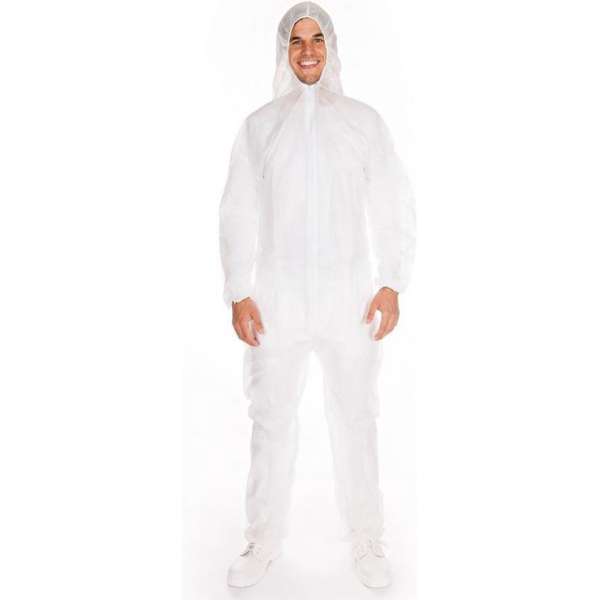 Overall wegwerp wit XXL - Coverall Hygostar 40g/m2 Overall wegwerp wit XXL - Coverall Hygostar 40g/m2