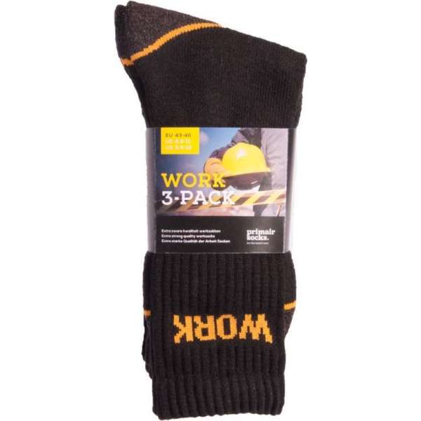 Primair Socks werksokken 3 pack zwart - zwart - 39-42 Primair Socks werksokken 3 pack zwart - zwart - 39-42