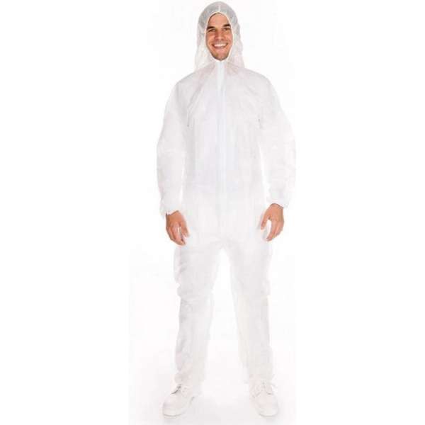 Overall wegwerp wit XXXL - Coverall Hygostar 40g/m2 Overall wegwerp wit XXXL - Coverall Hygostar 40g/m2