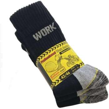 Socke - Works Socks - Werksokken | Zwart Met Grijs | Maat 43/46 - 6P - 6-Pack - 6 Paar - Sokken - Professional