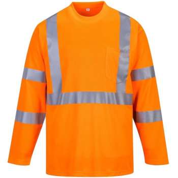 PORTWEST  T-shirt met lange mouwen en reflectie strepen Oranje Maat L