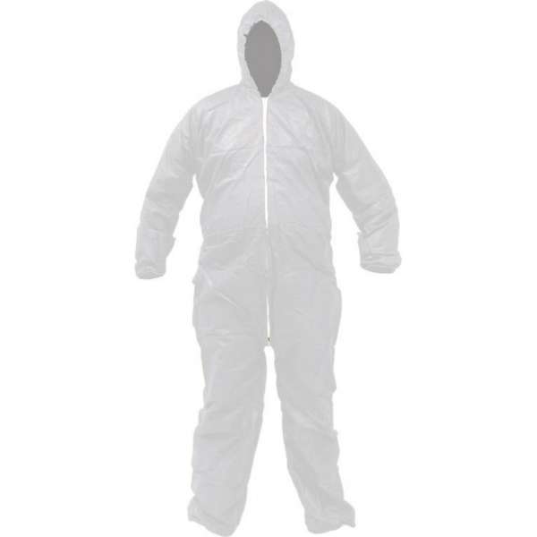 Wegwerp Overall non woven Wit XL Spatwaterdicht circa 170cm Non woven 40 gram/m² Wegwerp Overall non woven Wit XL Spatwaterdicht circa 170cm Non woven 40 gram/m²