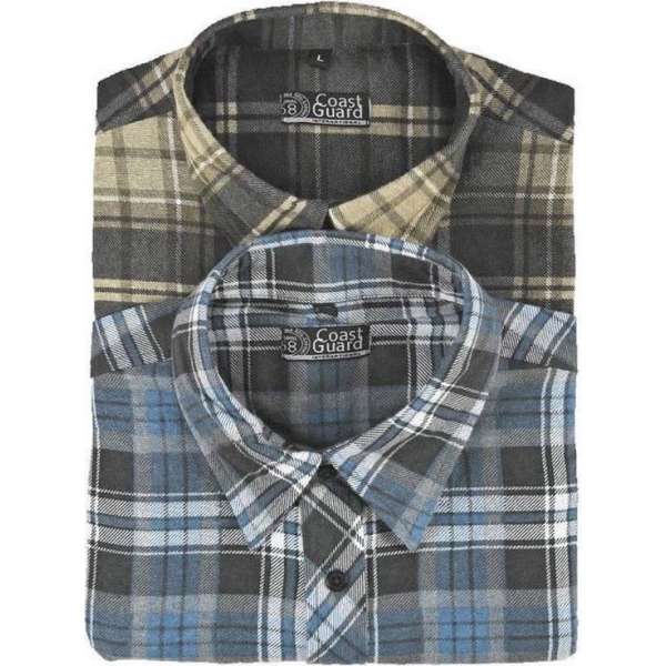 Terratrend Flannelshirts in dubbelpak, diverse kleuren, maat 3XL Terratrend Flannelshirts in dubbelpak, diverse kleuren, maat 3XL
