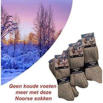 Socke/Sok/"Noorse Sokken"/Kleur:(Grijs)/Maat 43-45/Zonder Naad Op De Tenen/3 Paar