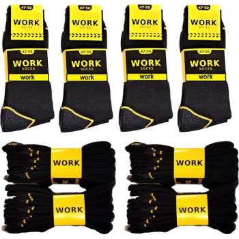 Work Werksokken - 20 paar - Zwart - Maat 47/50