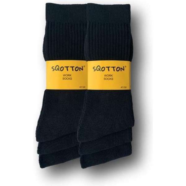 6 paar SQOTTON Werksokken - Heavy - Zwart - Maat 47-50 6 paar SQOTTON Werksokken - Heavy - Zwart - Maat 47-50