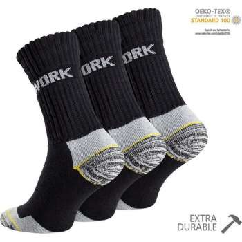 Werksokken | Zwart Met Grijs | Maat 39-42 - 6-Pack - 6 Paar - Sokken - Professional