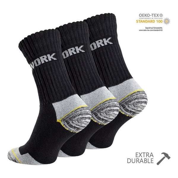 Werksokken | Zwart Met Grijs | Maat 39-42 - 6-Pack - 6 Paar - Sokken - Professional Werksokken | Zwart Met Grijs | Maat 39-42 - 6-Pack - 6 Paar - Sokken - Professional