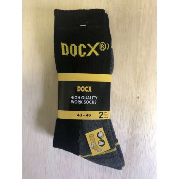 Werksokken DOCX 2 paar Zwart maat 43-46 Werksokken DOCX 2 paar Zwart maat 43-46