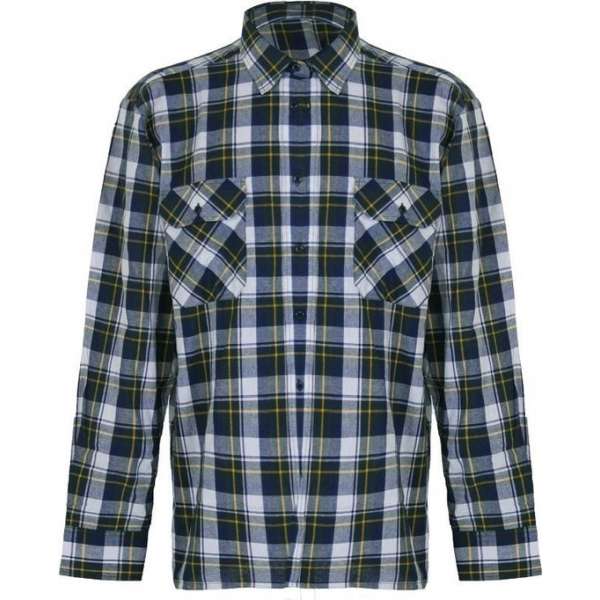 STØRVIK Houthakkersblouse lange mouw Heren D7 Donkerblauw Geel - Maat XL (54) - Egersund